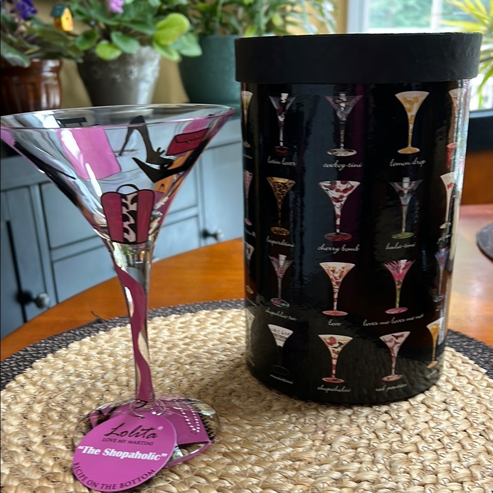 Lolita Pink and Black “The Shopaholic” Martini Glass
